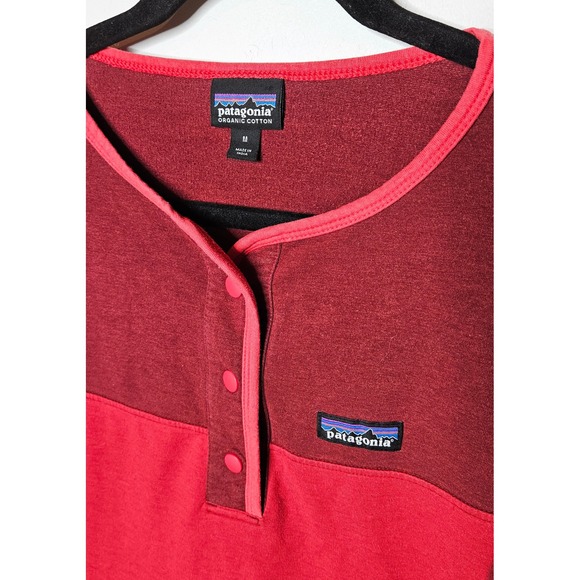 Patagonia Ahnya Organic Cotton Long Sleeve Henley Sweatshirt Dress Comfy Medium - Picture 3 of 6